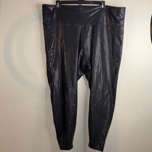Old Navy Powersoft Faux Leather Shimmer Leggings Plus Size 3X Black High Rise
